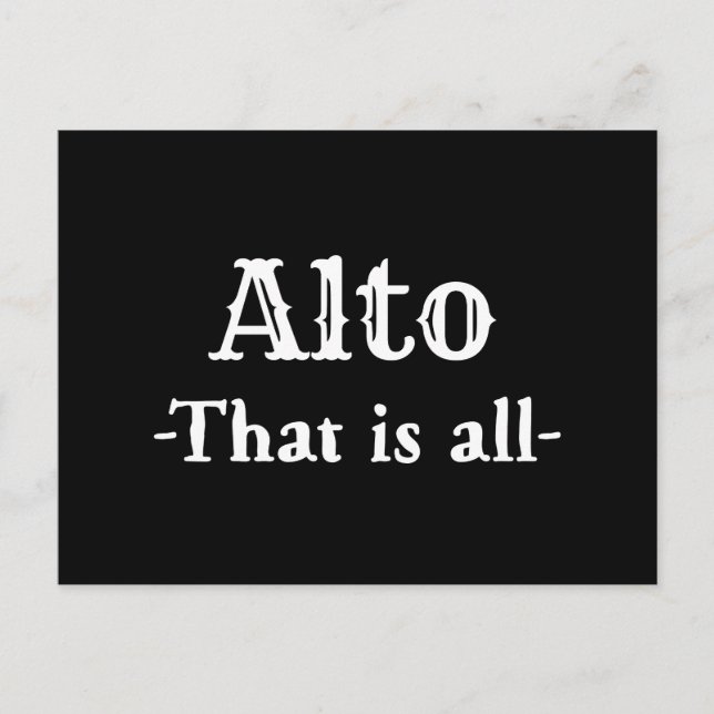 Alto That Is All Funny Music Postcard (Front)