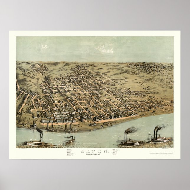 Alton, IL Panoramic Map - 1867 Poster (Front)