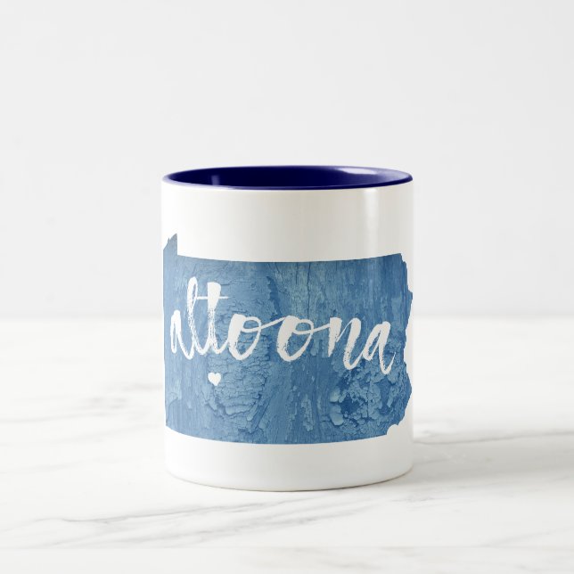 Altoona Pennsylvania Wood Grain Two-Tone Coffee Mug (Center)