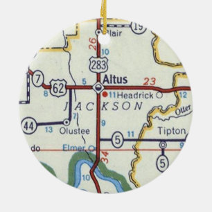 Altus Oklahoma Vintage Map Ceramic Ornament
