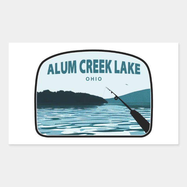 Alum Creek Lake Ohio Fishing Rod Sticker (Front)