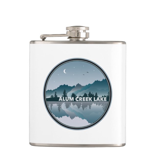 Alum Creek Lake Ohio Reflection Hip Flask (Front)
