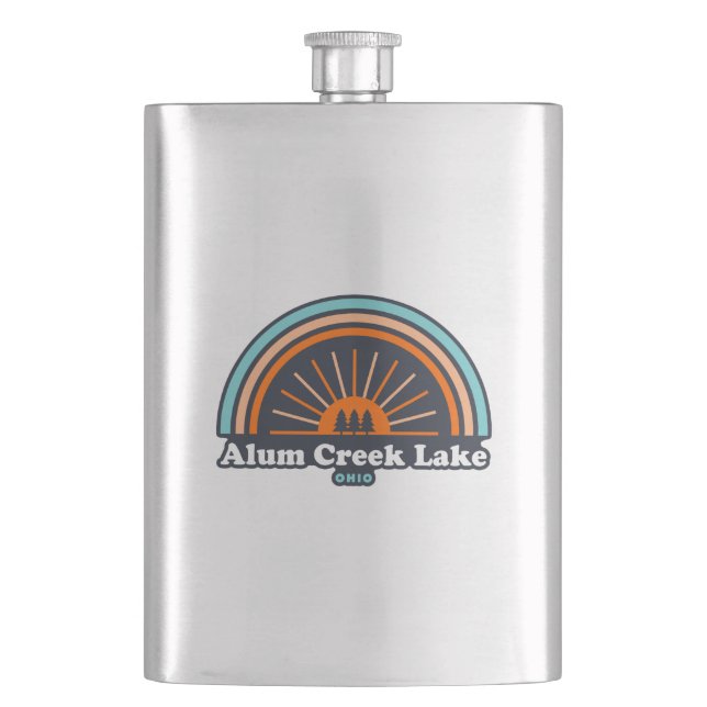 Alum Creek Lake Rainbow Hip Flask (Front)