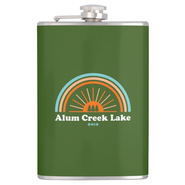 Alum Creek Lake Rainbow Hip Flask (Front)
