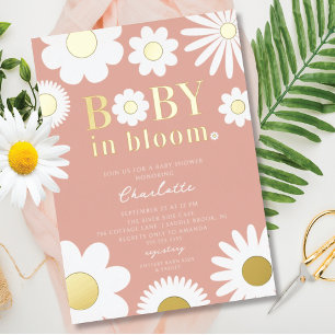 Aluminium Baby Moderne En Fleur Baby shower Invitation