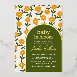 Aluminium Bébé En Fleur Douche Invitation Foil Invitation