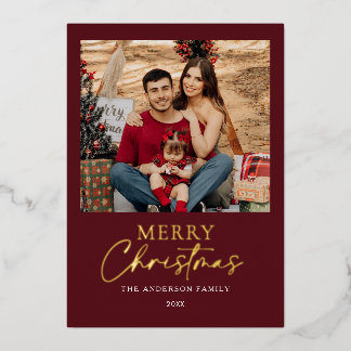 Aluminium Carte de vœux de Noël photo de famille en or de Bo