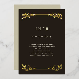 Aluminium Élégante invitation en feuille d'or Art nouveau