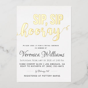 Aluminium Faire Sip Hooray Invitation en feuille pour enterr