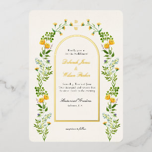 Aluminium Floral monogrammé en Arch cadre Foil Invitation