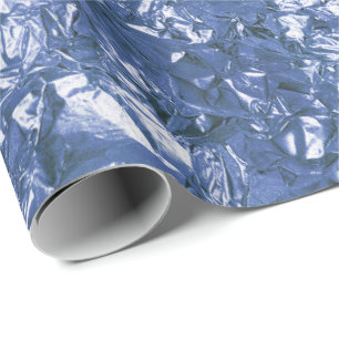 Aluminium Foil Blue Navy Metallic Wrinkled Wrapping Paper