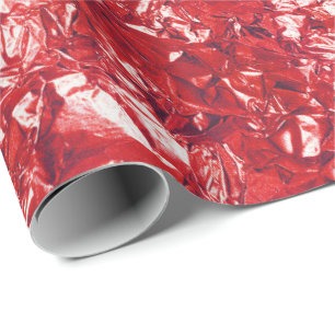 Aluminium Foil Red Vivid Metallic Wrinkled Wrapping Paper