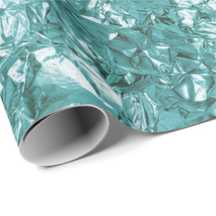 Aluminium Foil Teal Aquatic Green Wrinkled Wrapping Paper