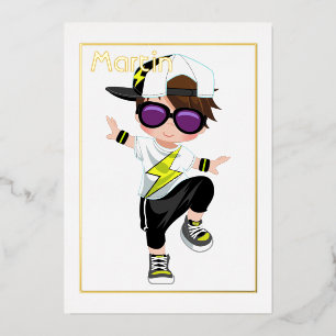 Aluminium Invitation anniversaire enfants Hip Hop en feuille