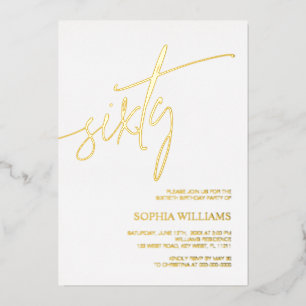 Aluminium Invitation d'anniversaire 60 ans en or minimaliste