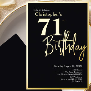 Aluminium Invitation d'anniversaire 71 ans en feuille d'or M