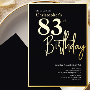 Aluminium Invitation d'anniversaire 83 ans en feuille d'or M