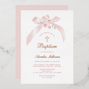 Aluminium Invitation de baptême en feuille d'aluminium rose 