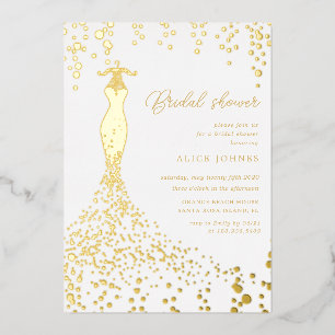 Aluminium invitation de douche de mariée en robe dorée en fe
