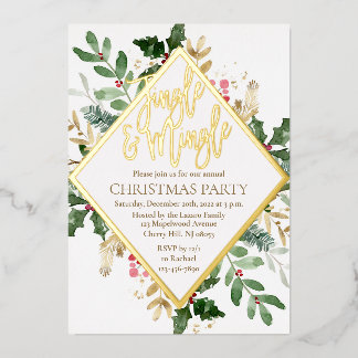 Aluminium Invitation de fête de Noël en feuille d'or