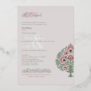 Aluminium Invitation de mariage à motif floral moghol en feu