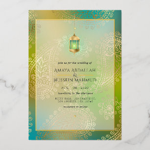 Aluminium Invitation de mariage arabe en feuille d'or et de