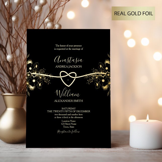 Aluminium Invitation de mariage Cœur de corde en feuille d'o (Créateur téléchargé)