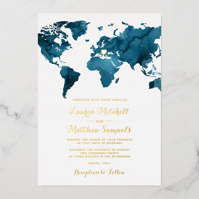 Aluminium Invitation de mariage de destination de voyage en  (Recto)