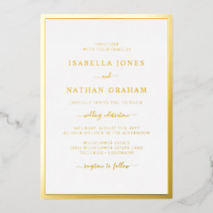 Aluminium Invitation de mariage élégante simple en feuille d