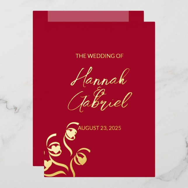 Aluminium Invitation de mariage en feuille d'aluminium rouge (Recto/Verso)