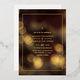 Aluminium Invitation de mariage en feuille d'or à bokeh