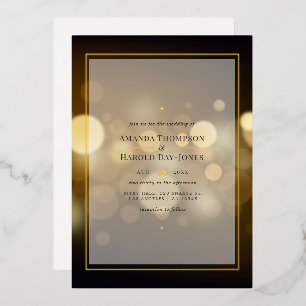 Aluminium Invitation de mariage en feuille d'or à bokeh