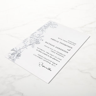 Aluminium Invitation de mariage en papier d'aluminium floral