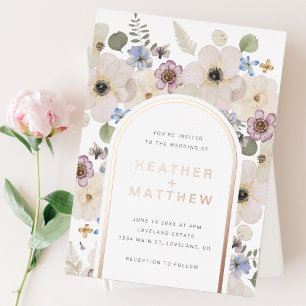 Aluminium Invitation de mariage florale moderne en feuille m
