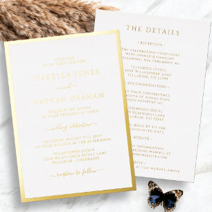 Aluminium Invitation de mariage minimaliste en feuille d'or