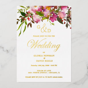 Aluminium Invitation de mariage Rose Fuchsia en véritable fe