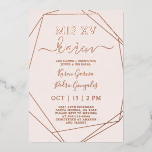 Aluminium Invitation de Quinceañera en véritable feuille d'o