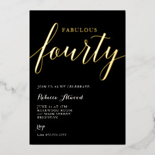 Aluminium Invitation en feuille d'aluminium pour 40 ans fabu