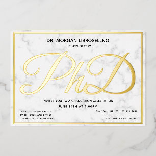 Aluminium Invitation en feuille d'or blanc marbre pour la re