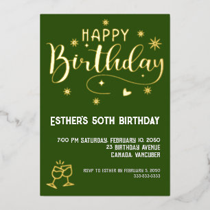 Aluminium Invitation en feuille d'or pour fête d'anniversair