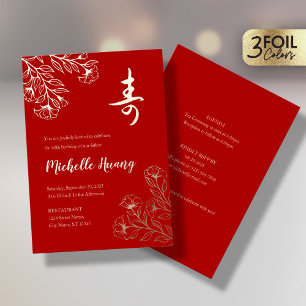 Aluminium Invitation en feuille d'or rouge pour anniversaire