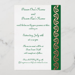 Aluminium Invitation en feuille verte avec des coeurs doux d
