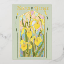 Invitation Iris en Verre Coloré Feuille d'Or