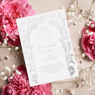 Aluminium Trellis floral | Invitation en feuille d'or Modern