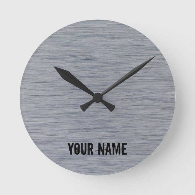 aluminum brushed metal structure round clock (Front)
