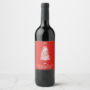 Aluminum Christmas Tree on Red Wine Label