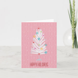 Aluminum Christmas Tree Pink Christmas Holiday Card