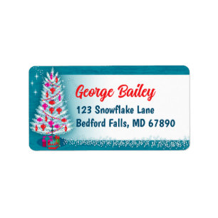 Aluminum Christmas Tree Return Address Labels