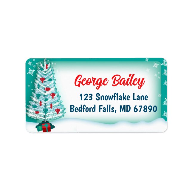 Aluminum Christmas Tree Return Address Labels 2 (Front)