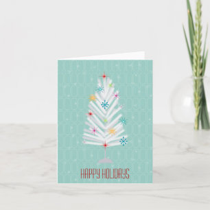 Aluminum Christmas Tree Teal Christmas Holiday Card